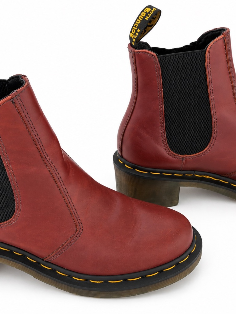 Dr. Martens Cadence Cherry Red Leather Heeled Chelsea Boots US 7